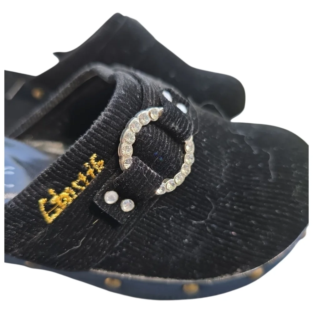 Lipstik By Madonna Black Corduroy Vintage Clogs Girl Size 12.5/ EU 30 New In Box
